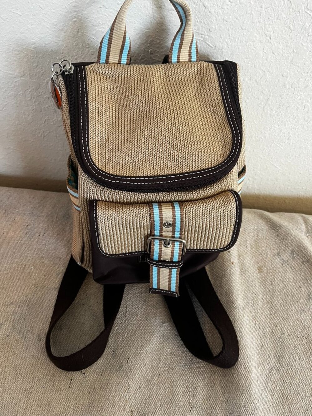 The Sak Woman's Mini Woven Hemp/Straw Light-Weight Travel Backpack